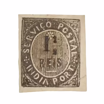 Portuguese India - Provisoriskt övertryck 1 1/2 REIS - tidig kolonialutgåva