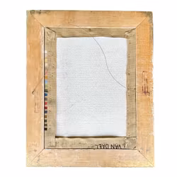 Vintage broderad tavla - Blombukett - Antireflexglas