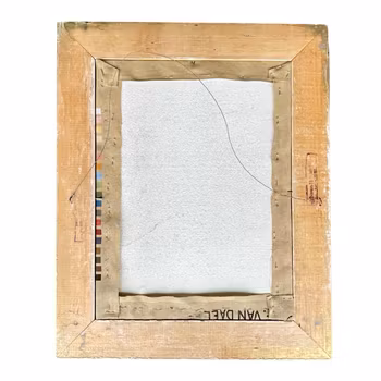 Vintage broderad tavla - Blombukett - Antireflexglas