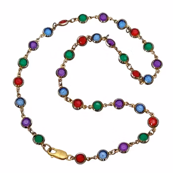 Färgglatt länkhalsband - silverlås 925