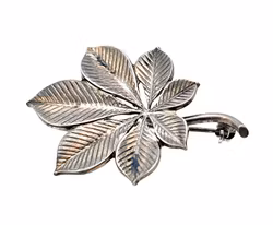 Broche vintage de plata de Gustaf Dahlgren con diseño de hojas, Suecia