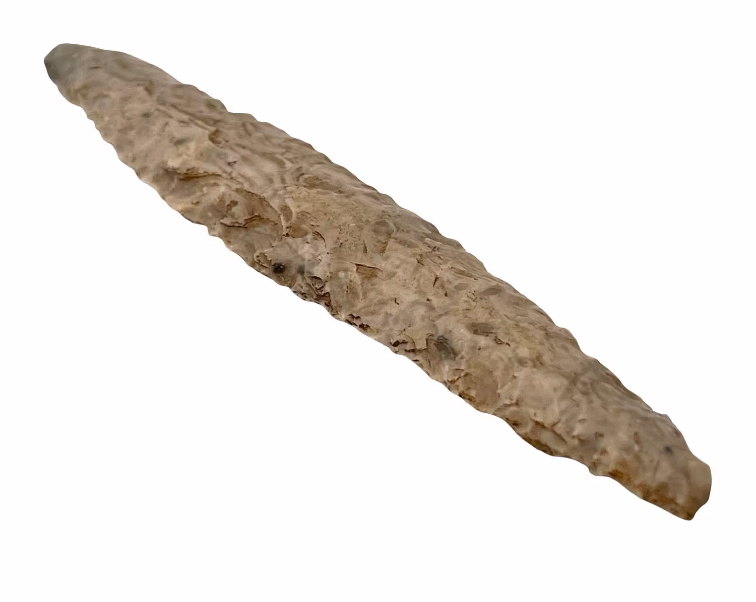 Forntida flintspets / dolkblad - Äkta handhuggen flinta (13,5 cm)