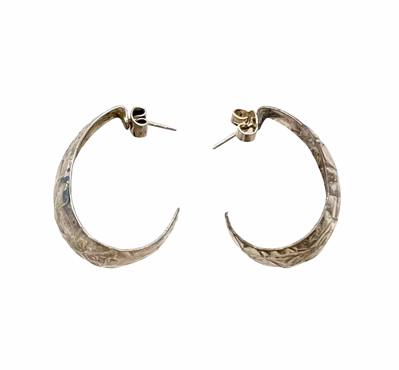 Örhängen i Sterlingsilver 925 - Handgjorda Strukturerade Hoops - OPI Design