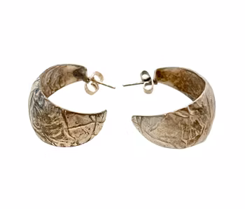 Örhängen i Sterlingsilver 925 - Handgjorda Strukturerade Hoops - OPI Design