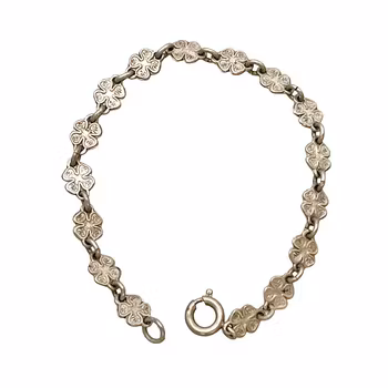 Antikt Barnsmycke - Silverarmband - Fyrklöver design