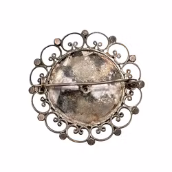 Antik osmannisk sølvbroche - 1800-tallet - Håndlavet filigran og arabisk kalligrafi "Tawakkaltu ala Allah"