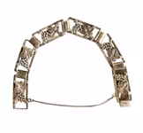 Vintage silverarmband - JK 830S - Druvklase & Vinranksmotiv - med säkerhetskedja, Danmark