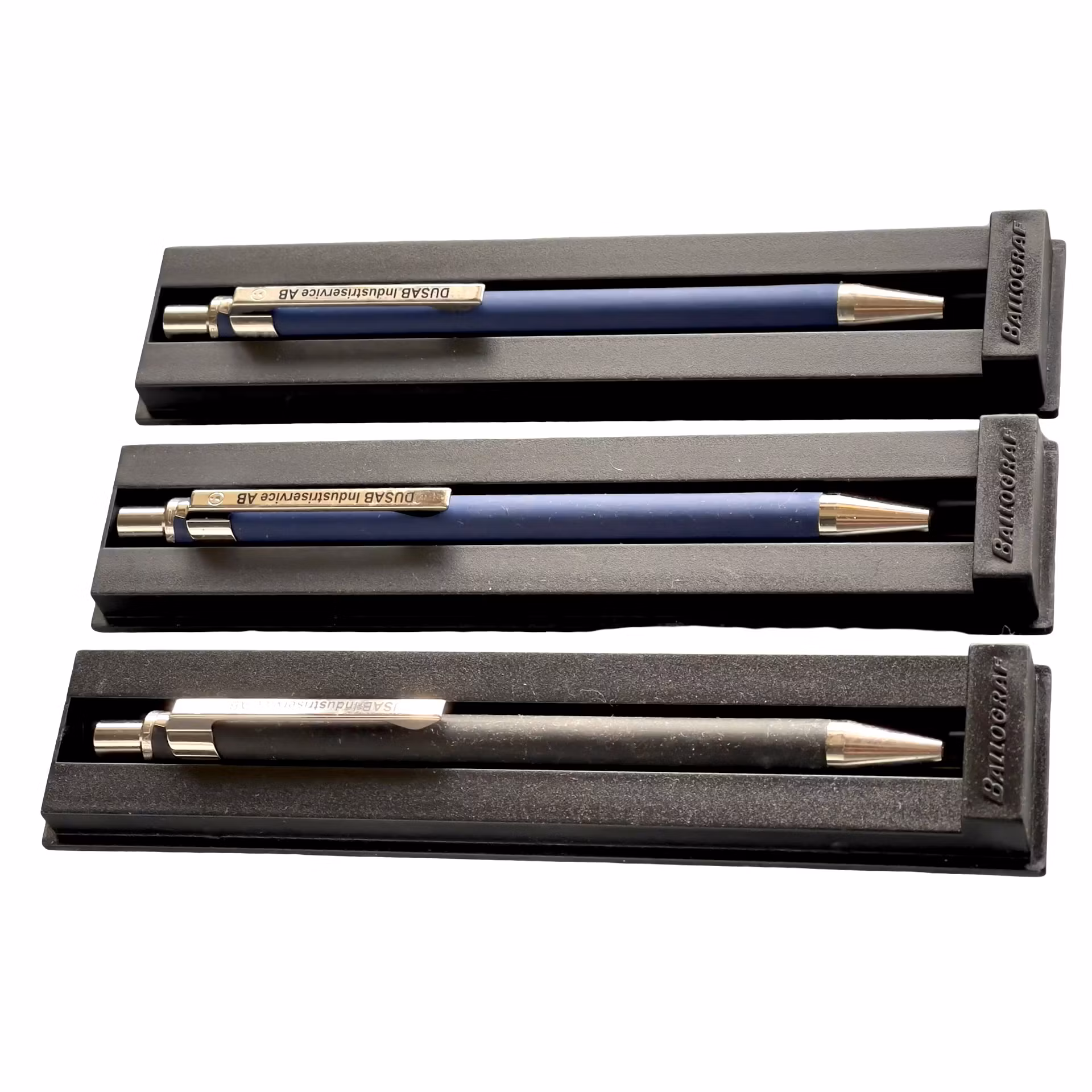 Ballograf DUSAB Industriservice AB - 3 st pennor - originalask - vintage reklam