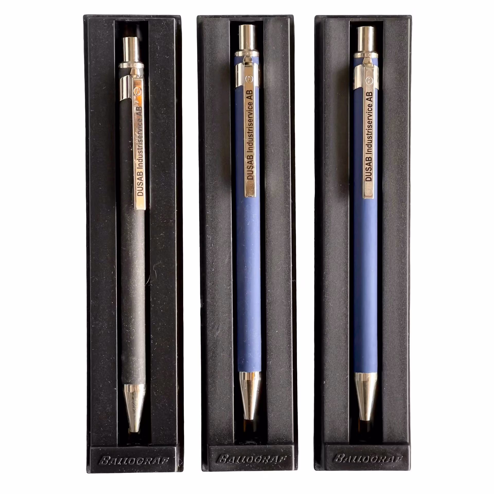 Ballograf DUSAB Industriservice AB - 3 st pennor - originalask - vintage reklam