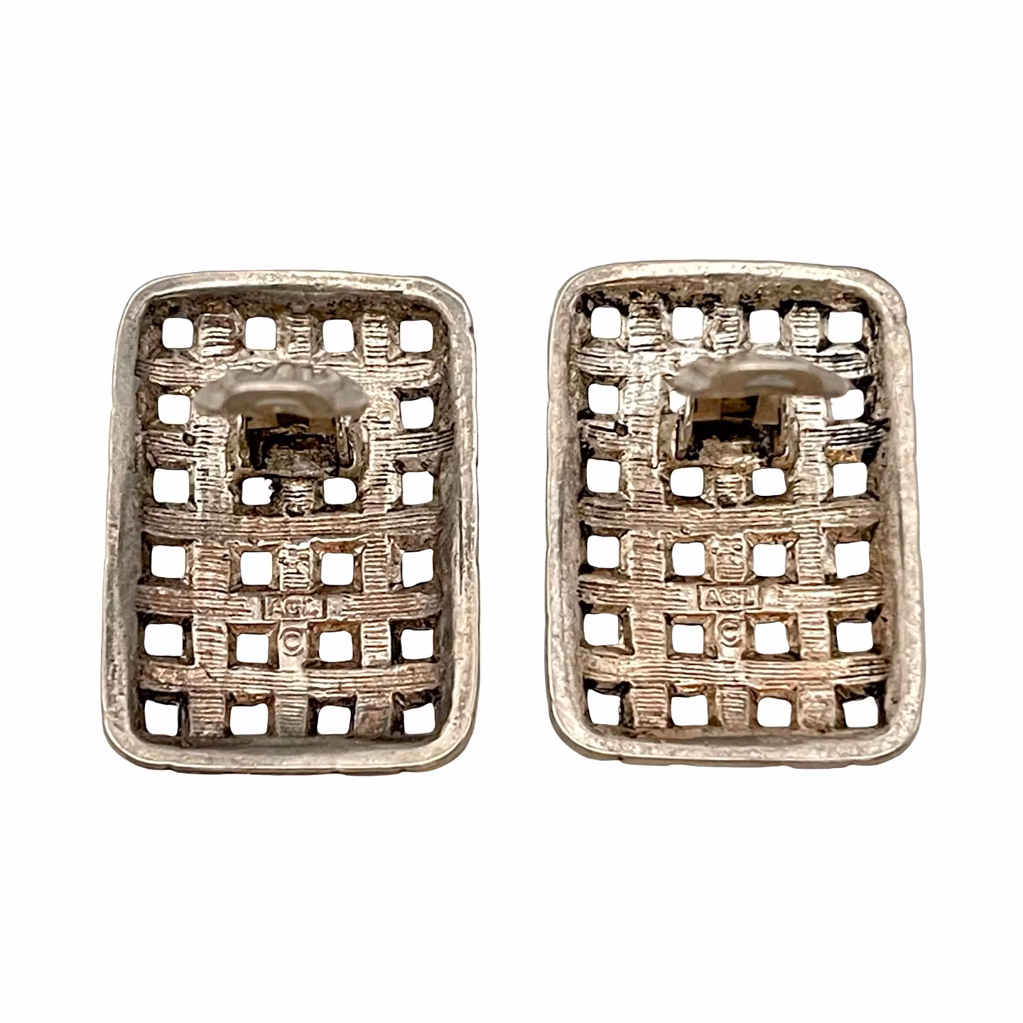 Vintage AGL design - klipsörhängen i vitmetall