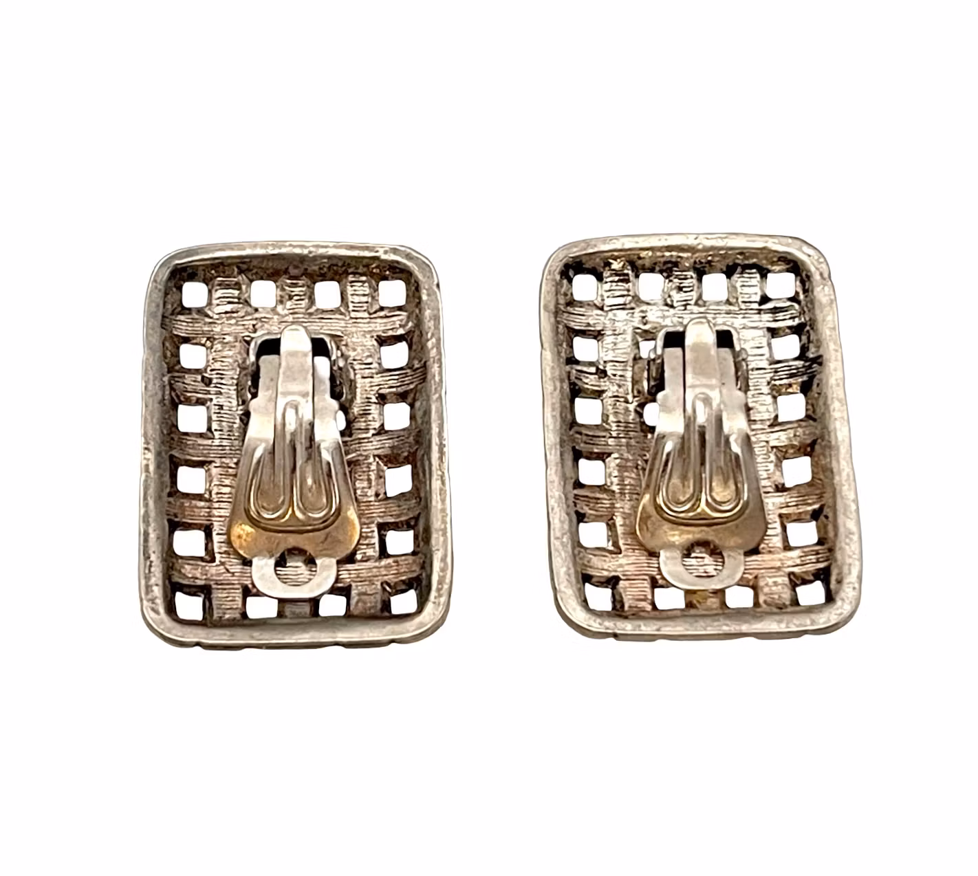 Vintage AGL design - klipsörhängen i vitmetall