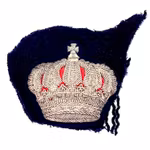 Antik silvertrådsbroderad krona, 1800-tal, handsytt uniformsemblem