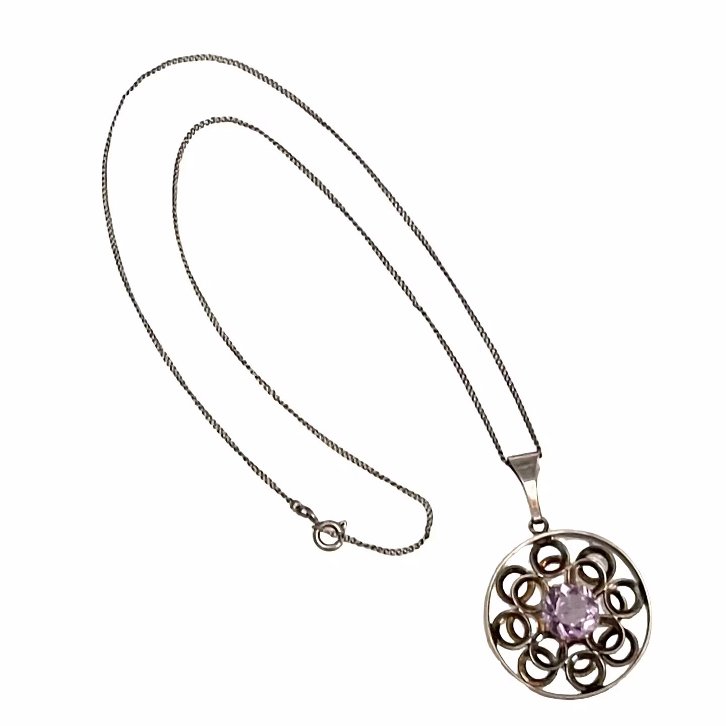 Kultaseppä Salovaara, Finlandia - Srebrny naszyjnik w stylu vintage z ametystem