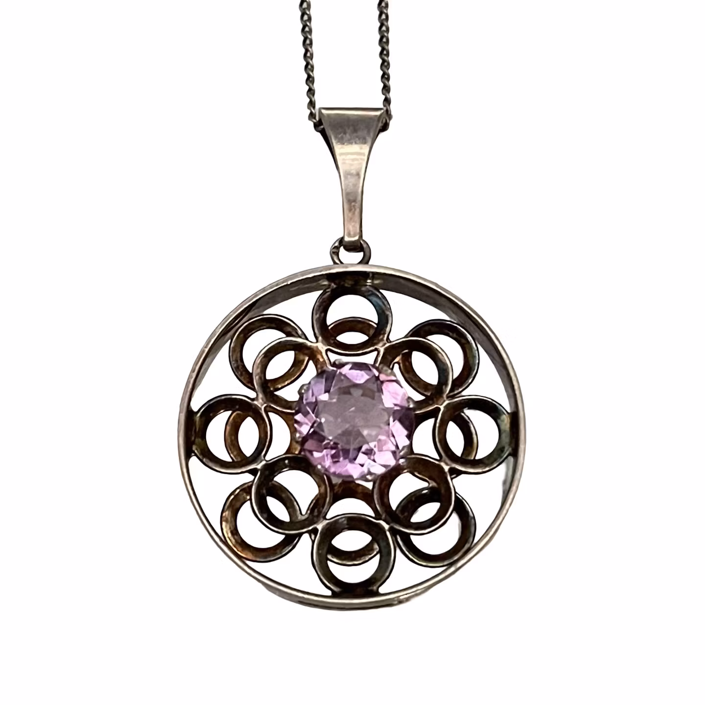 Kultaseppä Salovaara, Finlandia - Srebrny naszyjnik w stylu vintage z ametystem