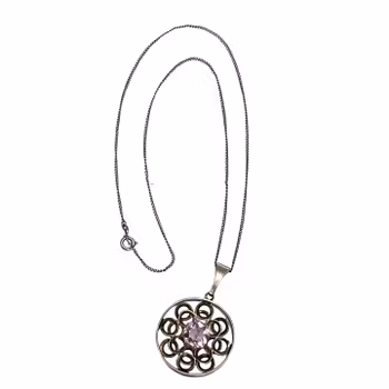 Kultaseppä Salovaara, Finlandia - Srebrny naszyjnik w stylu vintage z ametystem