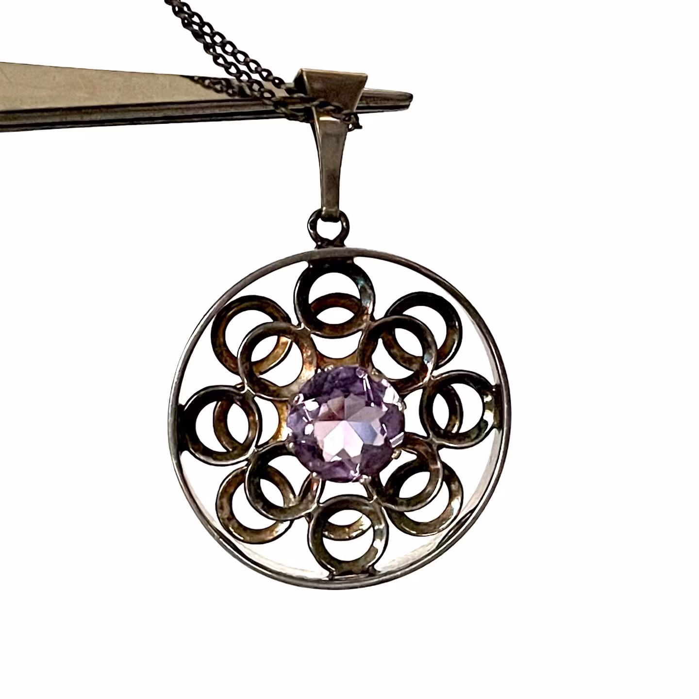 Kultaseppä Salovaara, Finlandia - Srebrny naszyjnik w stylu vintage z ametystem
