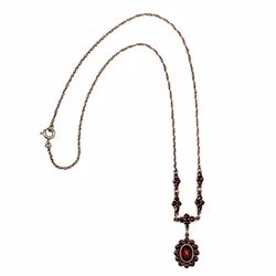 Antik halskæde i forgyldt sølv 830 med ægte granater