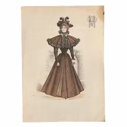 Antikk moteplakat H & H - ca. 1885-1905 - Håndkolorert litografi