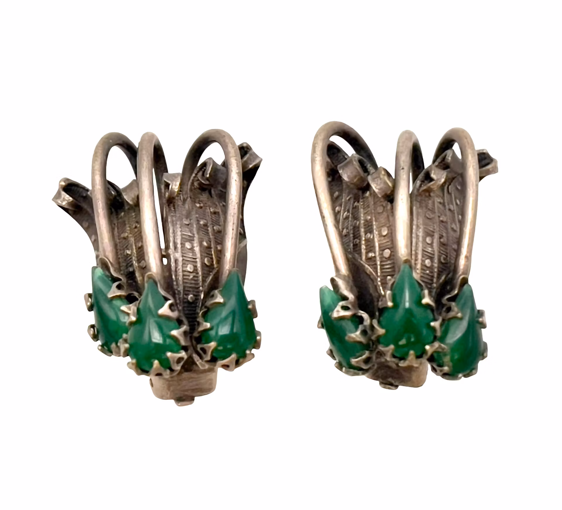 Orecchini Art Déco in argento con pietre verdi - Unici e fatti a mano