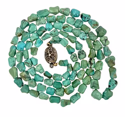 Elegante collana in turchese antico con scaglie di pietra naturale - con chiusura in argento antico