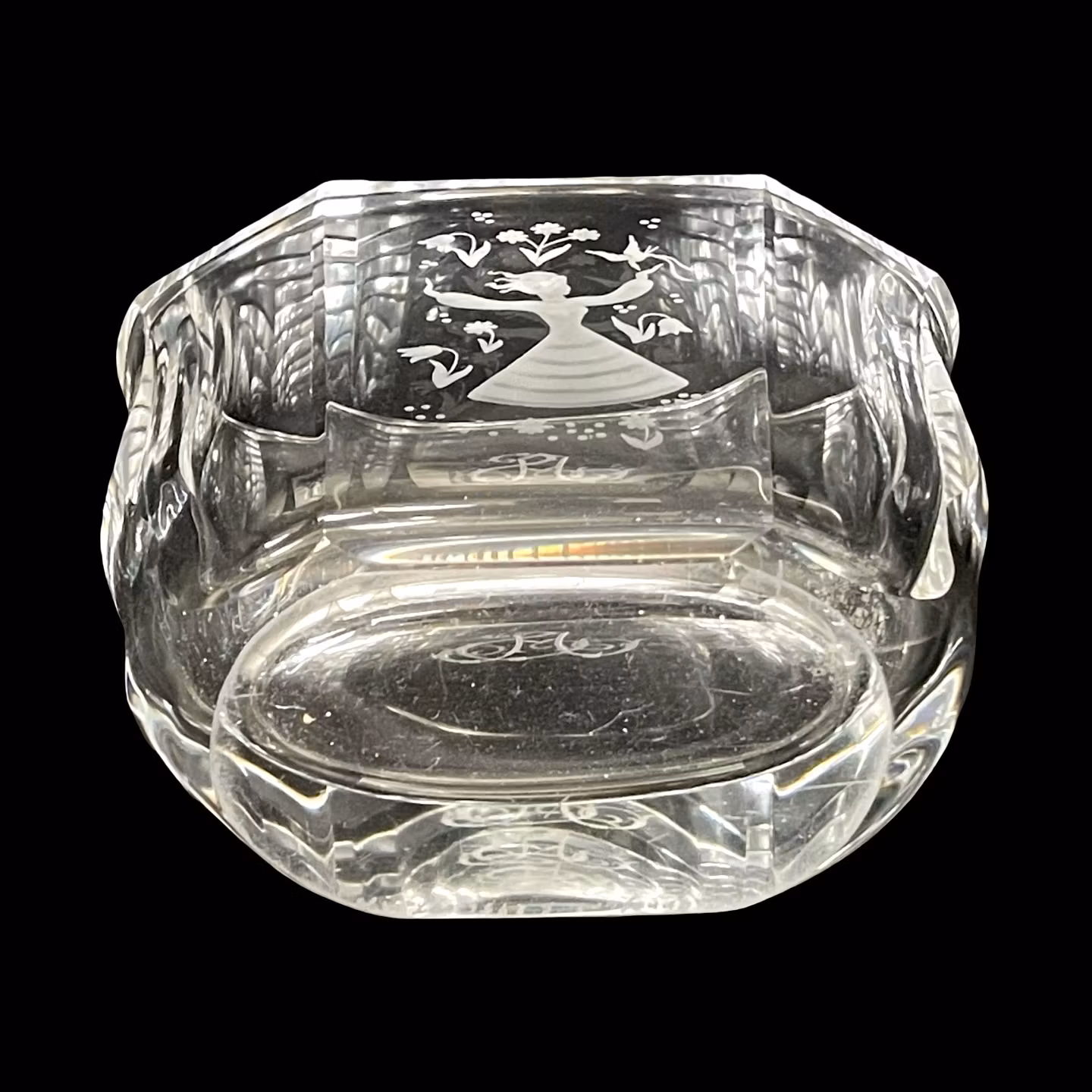 Edvin Öhrström - Orrefors - Vaso di cristallo inciso a mano