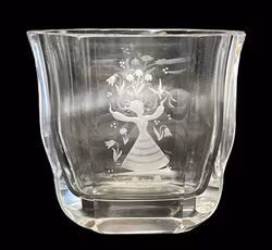 Edvin Öhrström - Orrefors - Vaso di cristallo inciso a mano