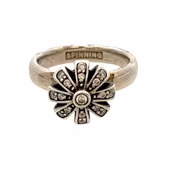 SPINNING Jewelry - Silverring med blomma & stenar