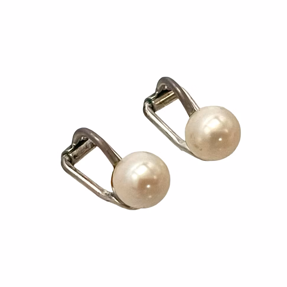 Vintage örhängen i 830 silver - odlade pärlor - clipsmodell