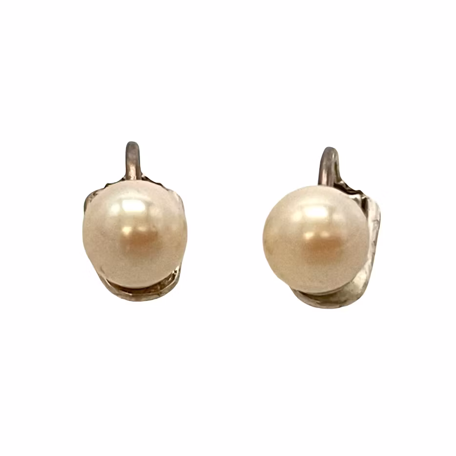 Vintage örhängen i 830 silver - odlade pärlor - clipsmodell