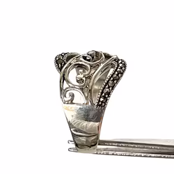 Vintage silverring med markasiter - 925 Sterling Silver - Elegant filigrandesign