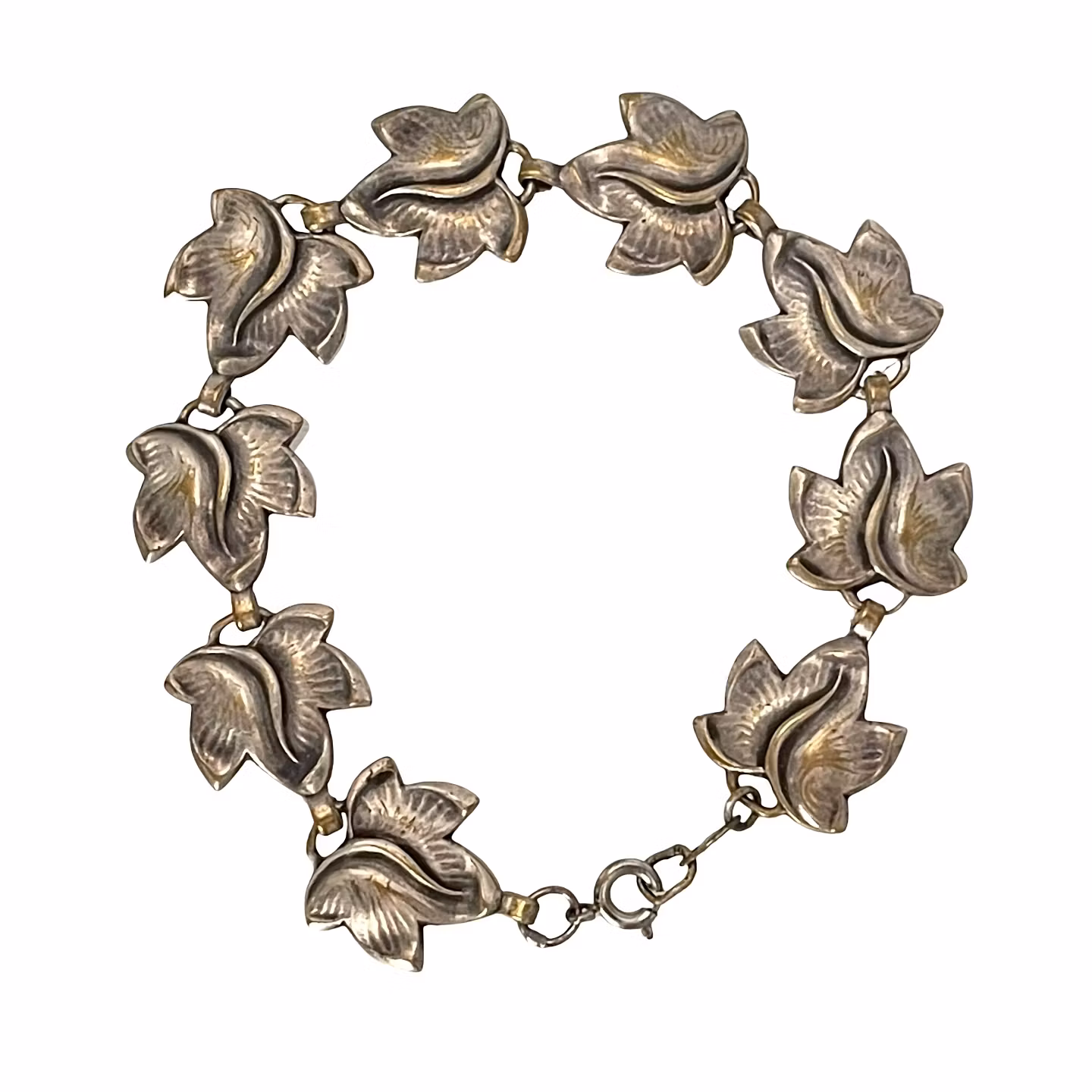 Vintage Armband - Bladlänkar - Handgjort - Äldre Skandinaviskt stil, vitmetal