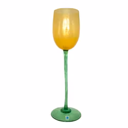 Johansfors - Svensk kunstglass - Høyt beger / Champagneglass - Grønt og gult - ca. 1950-tallet