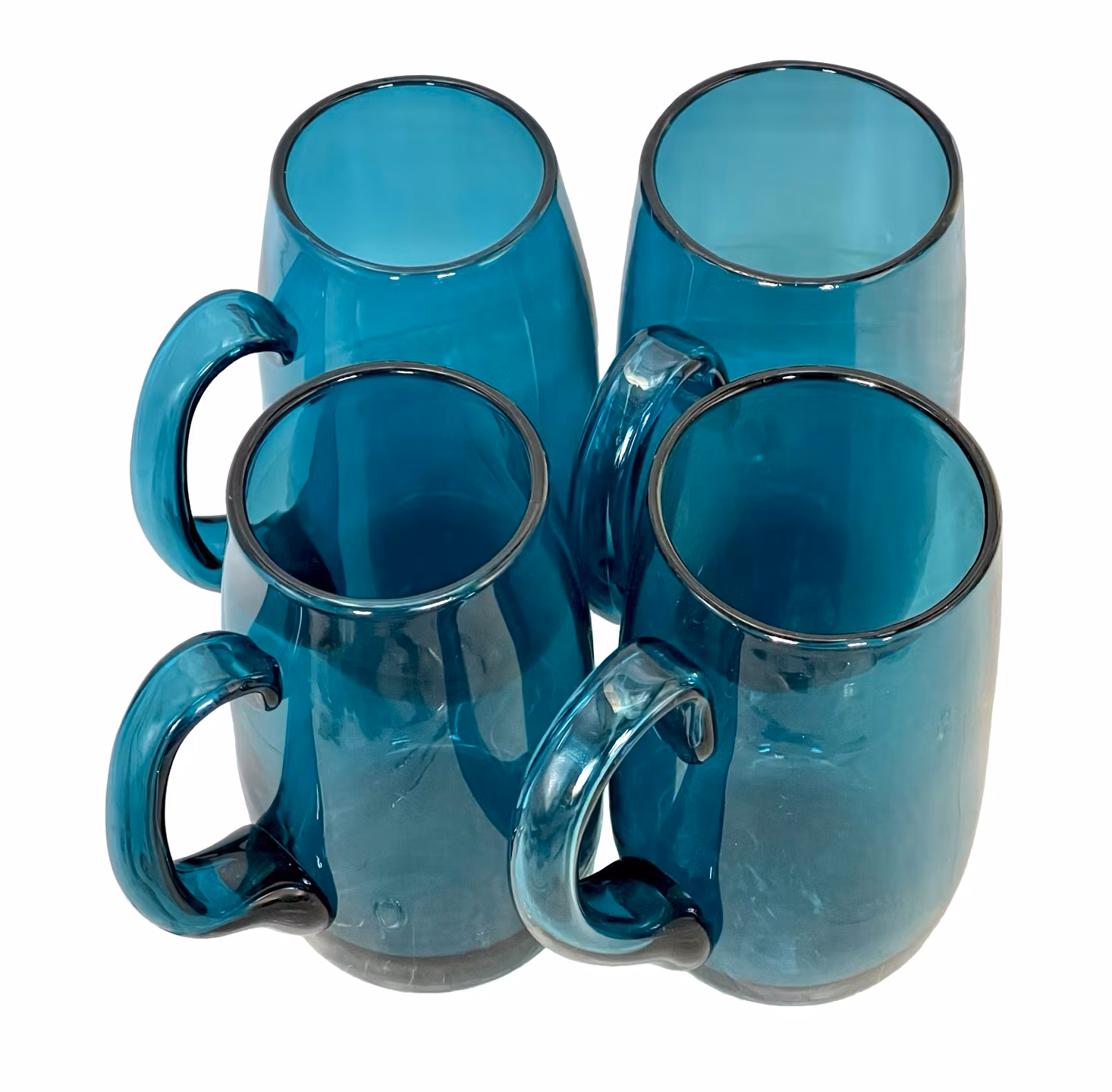Elegant 4 st blå glasstop / ölstop - kraftigt glas - Indigo & Marine stil, Italien