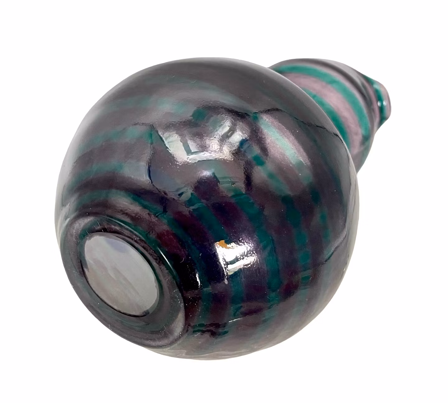 Gunnel Sahlin - Kosta Boda - Handblåst glaskanna, Randigt glas, Blått handtag