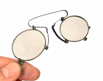 Antika pince nez glasögon med original läderfodral - slutet 1800-tal
