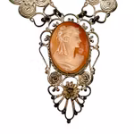 Antikt halsband i filigran med camée och blå stenar - Elegant arbete, tidigt 1900-tal