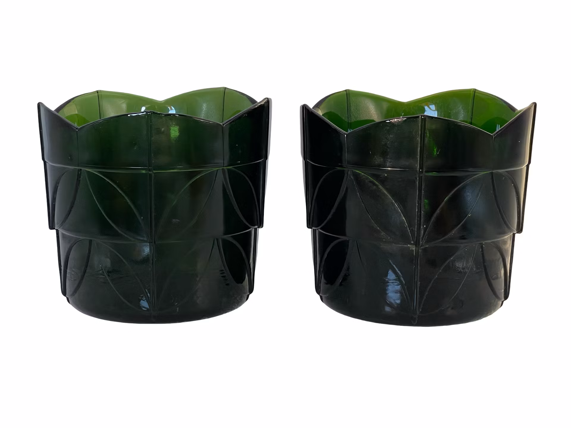 Vintage Grön glaskruka / Ytterfoder - Svensk glas produktion