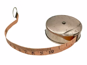 Antik fick måttband i metall - 3,5 m, dubbla skalor, patent 9/10 1893 - J. Kjelleström, Karlsborg