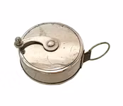 Antik fick måttband i metall - 3,5 m, dubbla skalor, patent 9/10 1893 - J. Kjelleström, Karlsborg