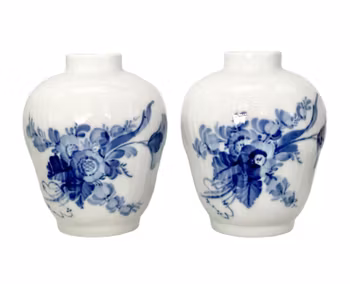 Royal Copenhagen - Blå Blomster Par vaser - 1:a sortering - Handmålade - Danmark