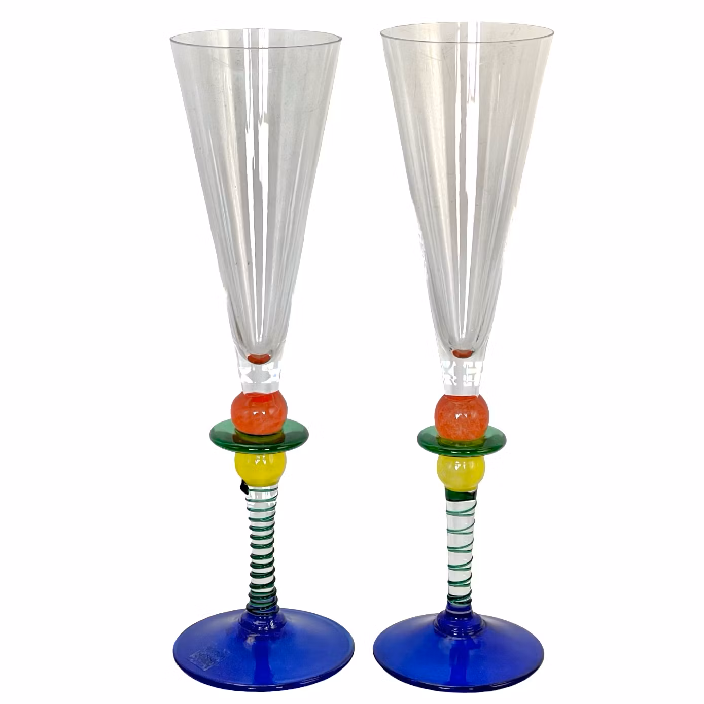 Berit Johansson - Harlequin Gense - Handgjorda champagneglas i konstglas