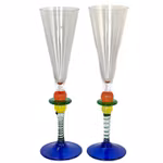 Berit Johansson - Harlequin Gense - Handgjorda champagneglas i konstglas