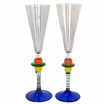 Berit Johansson - Harlequin Gense - Handgjorda champagneglas i konstglas
