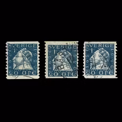 Sverige - Gustaf II Adolf 20 öre Klassiska svenska frimärken - 3 st - Stämplade