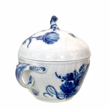 Royal Copenhagen Blå Blomster 10/1680  Sockerskål med lock - Handmålad