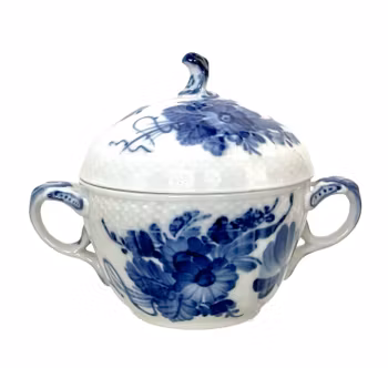 Royal Copenhagen Blå Blomster 10/1680  Sockerskål med lock - Handmålad