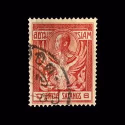 Frimärke från Siam ca 1912 (Thailand) - Kung Vajiravudh (Rama VI) - 6 satangs - stämplat