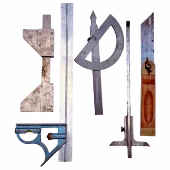 Äldre precisions verktyg - Vinkelhakar, Gradmätare m.m. (parti)