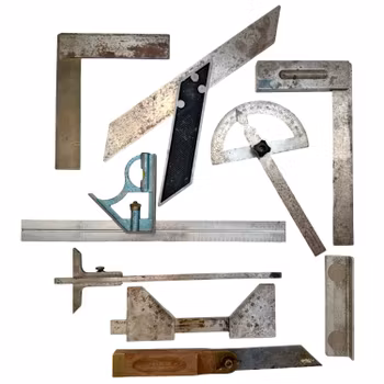 Äldre precisions verktyg - Vinkelhakar, Gradmätare m.m. (parti)