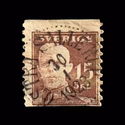 Sverige - Frimärke 15 öre brun - 1923 Kung Gustaf V - Stämplat